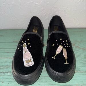 Keds Double Decker Velvet Cheers slip-on sneakers